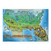 Florida USA karta Vykort
