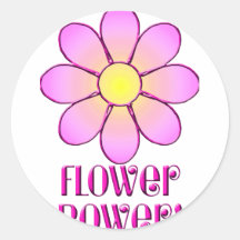 Flower power runda klistermärken