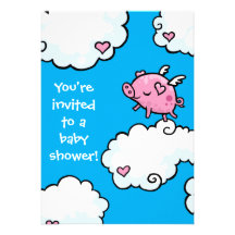 Flyga Piggy baby showerinbjudan