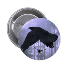 Flyga Ravens, skogen & kusliga ögon Pins