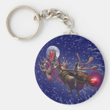 Flygjultomten & Rudolph, röd Nosed ren Nyckelring