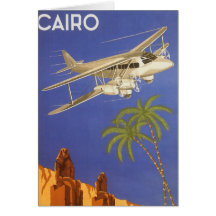 Flygplan för afrika för vintage resoraffischCairo  Hälsningskort