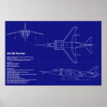 Flygplan göra en skiss av den | AV-8B engelsk harh Posters