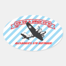 Flygplanfödelsedagsfestklistermärkear