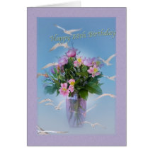 Födelsedag, 88th, blommor och fåglar hälsnings kort