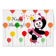 Födelsedag för högläsning för Kawaii Pandabalettda Kort