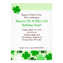 Födelsedag för SHAMROCKSST PATRICKS DAY 5x7 Unika Inbjudningar