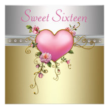 Födelsedag för sweet sixteen för silverrosa roshjä anpassningsbara tillkännagivanden