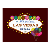 FÖDELSEDAG i färgrika Las Vegas, ballongvykort