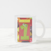 Födelsedag roterande för 1st födelsedag för lyckli mugg