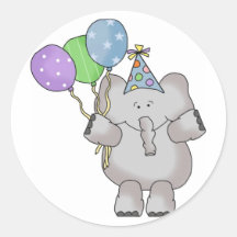 Födelsedagelefant Rund Klistermärke