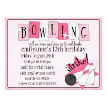 Födelsedagsfest för bowling för babyrosor totalt R Personliga Inbjudningskort