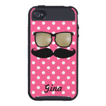 Fodral för mustasch- och polka dotsiPhone 4