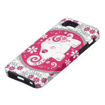 Fodral-Kompis för iPhone 5 för röd vitelefant blom iPhone 5 Case-Mate Skal