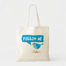 Följ mig tote bags för budgeten för Twitterblåttfå