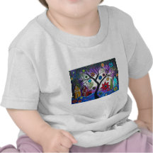 FOLK KONST VID LORI EVERETT regnbågeskymning Tshirts