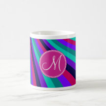 För Aquaregnbåge för beställnings- Monogram purpur Mugg