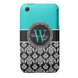 För Aquasvart för personlig initialt fodral för da iPhone 3 Case-Mate Fodral