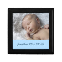 För babyfoto för blått beställnings- minnessak Gif
