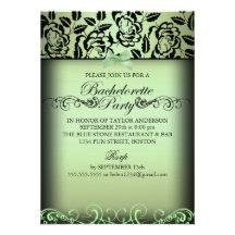 För Bachelorette för grön elegant rosa inbjudan pa