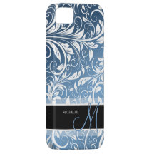 För blått- & vitblommigt för personlig kunglig dam iPhone 5 Case-Mate fodral