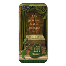För bokgrönt för härligt klassiskt bibliotek gamma iPhone 5 cases