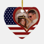För bröllopfoto för US patriotisk hjärta Ornamenen Julgransdekorationer