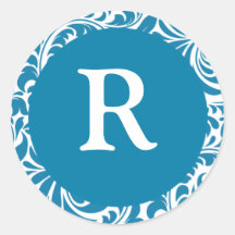 För bröllopMonograms för Monogram R Cerulean inbju Runda Klistermärken