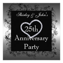 För bröllopsdagparty för inbjudan 25th silver