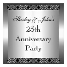 För bröllopsdagparty för inbjudan 25th silver