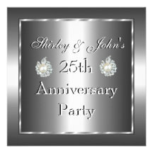 För bröllopsdagparty för inbjudan 25th silver 2