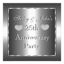 För bröllopsdagparty för inbjudan 25th silver 3