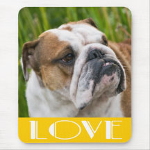 För bulldoggvalp för kärlek engelsk hund Mousepad Mus Matta
