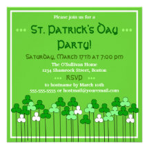 För dagShamrock för St. Patricks O alldeles party Kort För Inbjudningar