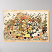 För drakefrakt för kall japansk ukiyo-e mytisk bes print