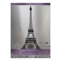För Eiffel för lilasilver metallisk inbjudan för b