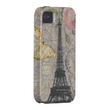 För Eiffel för vintageParis rosa fjäril Collage to