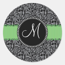 För elegantsvart för Monogram initialt band för gr Rund Klistermärke