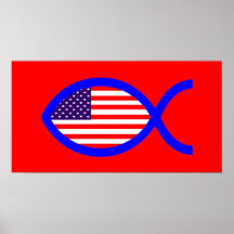 För fisksymbol för amerikan kristen flagga posters