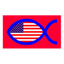 För fisksymbol för amerikan kristen flagga visitkort mallar