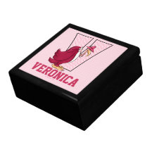 för flicka rosa smyckeskrin för Monogram "V"