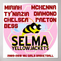 För FLICKABASKET för SELMA YELLOWJACKETS 10U AFFIS