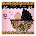 För flickarosor för baby shower gullig Leopard Individuella Inbjudningskort