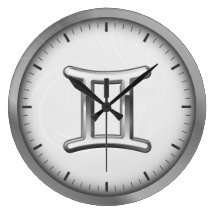 För GeminiZodiac för elegantt silver lyxigt symbol Väggklockor
