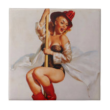 För Gil Elvgren för vintage Retro flicka för pinup Kakelplatta Av Kerami