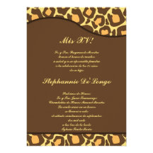 för gultLeopard för brunt 5x7 för Quinceanera inbj