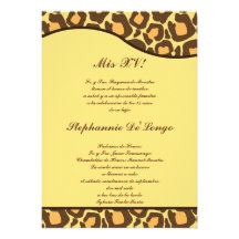 för gultLeopard för brunt 5x7 för Quinceanera inbj