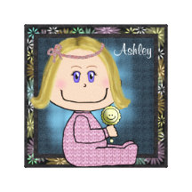 För hårblått för flicka blond design för ögon canvasdukar med gallerikvalitet