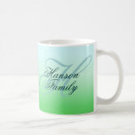 För Hav-Grönt för Monogram (familj) mugg kaffe