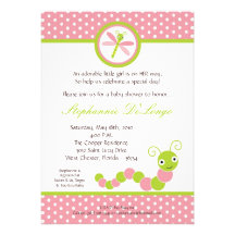 för insektbaby shower för 5x7 rosa Caterpillar inb